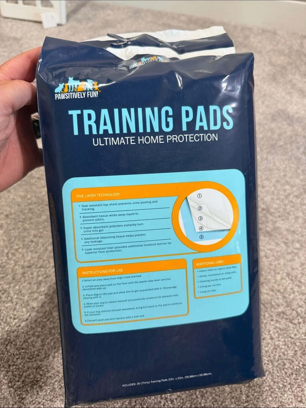 Training Pads Ultimate Home Protection - Navy Blue (30 Pack) by